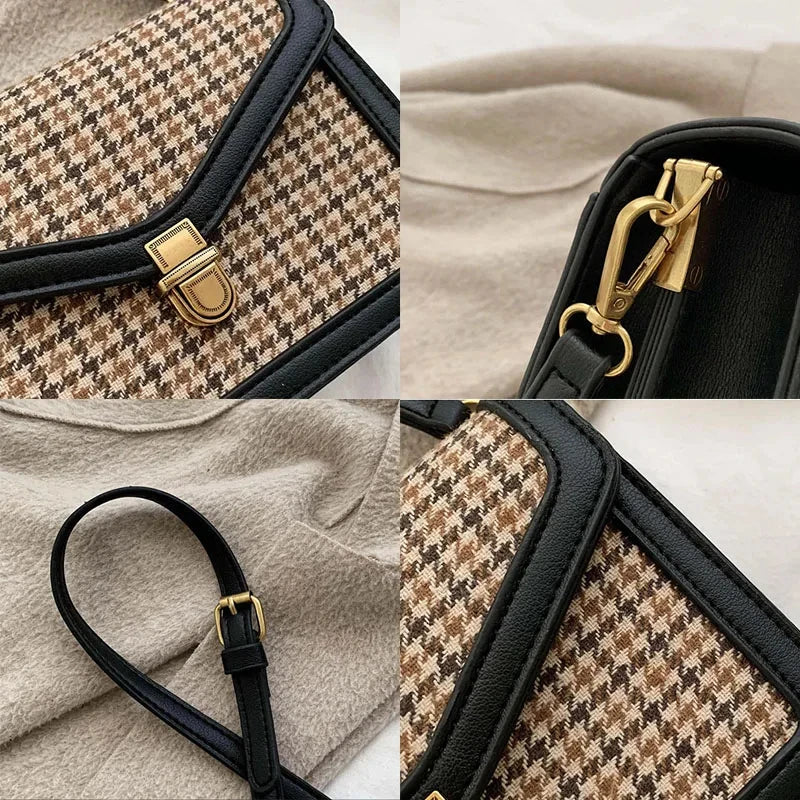 Plaid Leather Crossbody Bag